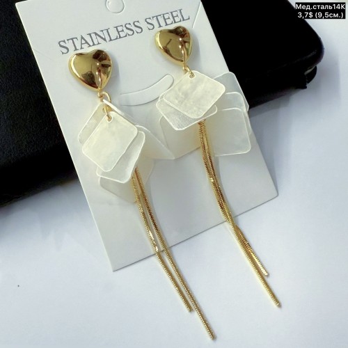 Сережки мед.сталь14К 10719 (9.5см)